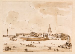 Torg med ett palats av Giuseppe Barberi