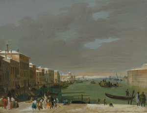 Venedig med snö och masker av Giuseppe Bernardino Bison