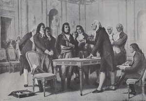 Alessandro Volta demonstrerar sitt batteri för Napoleon, Frankrikes förste konsul, 1801
