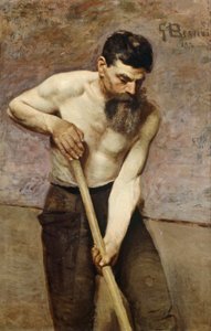 Dikesgrävare, av Giuseppe Bertini (1825-1898), olja på duk