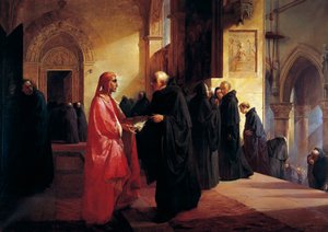 Möte mellan Dante (1265-1321) och Fra Ilario