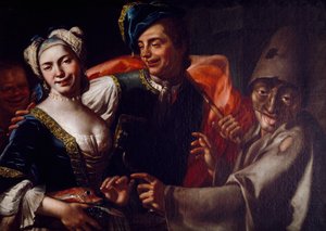 Napolitanska masker, av Giuseppe Bonito (1707-1789), olja på duk.