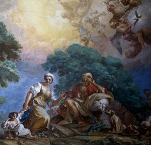 Besök, av Giuseppe Bonito (1707-1789), fresk, Portici Royal Palace, Kampanien, Italien av Giuseppe Bonito