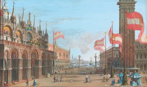 Utsikt över Markusplatsen, Venedig, med Palazzo Ducale och Campanile, 1828