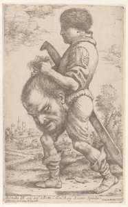 David bär Goliats huvud, som han håller i håret, 1620-30.