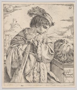 David tittar på Goliats huvud, 1620-30.