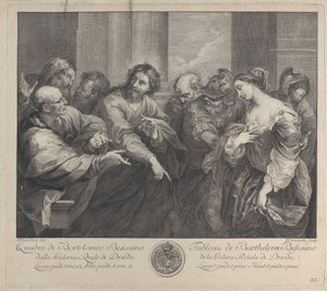 Kristus och kvinnan tagen i äktenskapsbrott, 1750-57. av Giuseppe Camerata