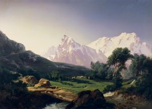 Alpintoppar, Gressoney Valley, av Giuseppe Camino (1818-1890) av Giuseppe Camino