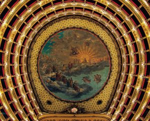 Taket målat av Giuseppe Cammarano (1766-1850), Teatro San Carlo (Royal Theatre of St Charles), Neapel, Kampanien, Italien