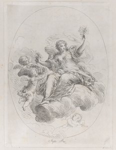 Allegorisk figur på ett moln med putti, efter Stefano Pozzi, ca. 1745-1802.