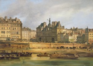 Hotel de Ville och banvallen, Paris, 1828