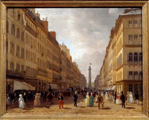 Utsikt över rue de la Paix i Paris målning av Giuseppe Canella (1788-1847) 1830 Sön. 0,31x0,16 m Paris, Musee Carnavalet - Utsikt över Rue de la Paix i Paris. Målning av Giuseppe Canella (1788-1847)
