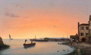 Chioggia före soluppgången av Giuseppe Canella d. Ä.