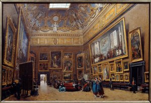 Utsikt över Salongstorget i Musée du Louvren Målning av Giuseppe Castiglione (1829-1906) 1861 Sön. 0,69x1,03 m