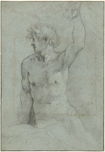 Nakenstudie av en sittande ung man av Giuseppe Cesari