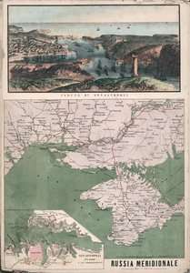 Karta över södra Ryssland med utsikt över Sevastopolbukten och dess befästningar, 1853. av Giuseppe Civelli