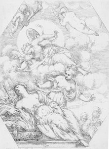 Dido på begravningsbålet, 1650-1700.