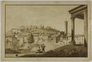 Utsikt över Piazza i Fiesole av Giuseppe Gherardi