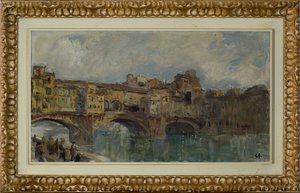 Ponte Vecchio i Florens (oljemålning på duk)