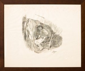 Mjölkningen (litografi) av Giuseppe Graziosi