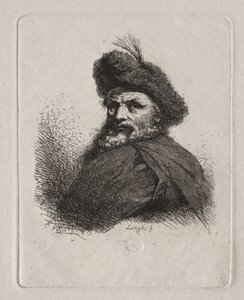 Byst av en man med en pälsmössa av Giuseppe Longhi