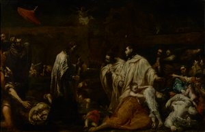 Den välsignade Bernard Tolomei i förbön för pestens upphörande i Siena, ca 1735 (olja på koppar) av Giuseppe Maria Crespi