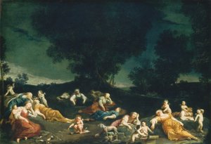 Cupids avväpnande sovnymfer, ca. 16901705. av Giuseppe Maria Crespi