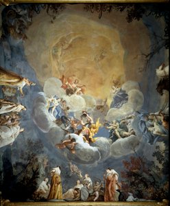 The Olympus Fresco av Giuseppe Maria Crespi dit lo Spagnolo (1665-1747) 1700-1710 Bologna Palazzo Pepoli Campogrande