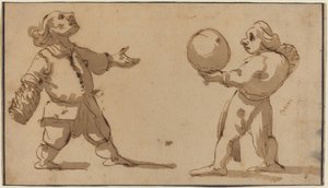 En karikatyr med bollspelare av Giuseppe Maria Mitelli