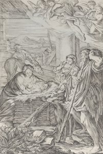 Tillbedjan av herdarna, 1654-1718. av Giuseppe Maria Mitelli