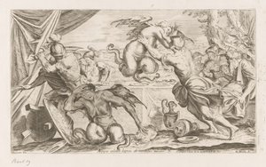 Aeneas och hans följeslagare slåss mot Harpies Arpijae celebri lapsu de montibus adsunt (titel på objekt) Wanderings of Aeneas (serietitel) L