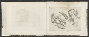 En kvinnas överkropp och en kvinnas byst Ritningsexempel (serietitel) Mitelli intaglio (serietitel) av Giuseppe Maria Mitelli