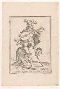 De arme draagt ​​de rijke Fattig och skräp är jag, och jag tog med den rike mannen (titel på objekt) This is the world (serietitel) av Giuseppe Maria Mitelli