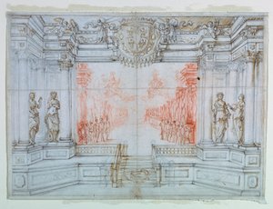 Teckning, scenografi: Balett Cele, 1674 av Giuseppe Maria Mitelli