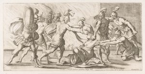 Grekiska sleuren Cassandra uit de tempel Hår: Priamea Jungfrun dras till templet (titel på föremålet) Omzwervingen van Aeneas (serietitel) L