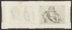 Liggande naken bebis Ritningsexempel (serietitel) Mitelli intaglio (serietitel)