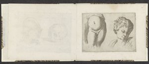 Naken underkropp och huvud av ett barn Ritningsexempel (serietitel) Mitelli intaglio (serietitel) av Giuseppe Maria Mitelli