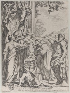 Jungfrun tronade med tre heliga, 1668. av Giuseppe Maria Mitelli