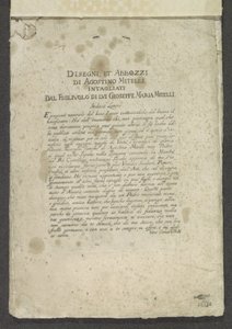 Titeltryck med förord ​​i ordning Ornament (serietitel) Teckningar och skisser av Agostino Mitelli snidade av hans son Gioseppe Maria Mitelli (serietitel på objekt) av Giuseppe Maria Mitelli