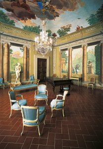 Fresker målade 1777-1778 av Giuseppe Maria Terreni (1739-1811) i Room of Four Seasons, Villa del Poggio Imperiale (Villa of Imperial Hill), Florens, Italien
