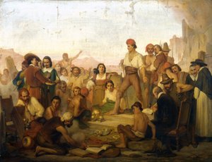 den napolitanske fiskaren Tommaso Aniellos revolt, känd som Masaniello (1622-1647) i Neapel 1647. Målning av Mazza. Vetenskapsmuseet i Milano
