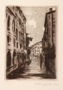 Venetianska kanalen (etsning på vitt papper)