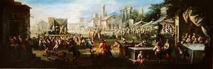 A Village Fair (olja på duk) av Giuseppe Moriani