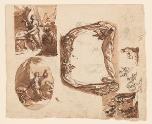 Judith och Holofernes och andra studier (recto); Diana och Endymion (verso) av Giuseppe Nicola Nasini