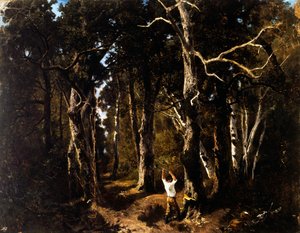 Vedhuggaren i Fontainebleau (olja på duk)