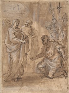 Christ and the Centurion recto, figur som vinkar till avgående skepp verso., n.d..