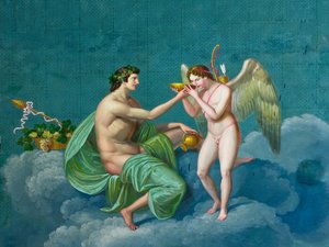 Bacchus och Amor, ca 1830 (fresk)
