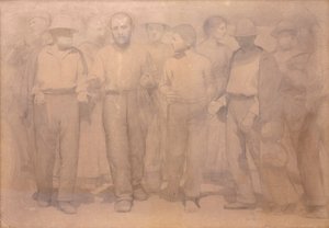 Tecknad film för den fjärde staten av Giuseppe Pellizza da Volpedo