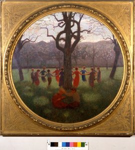 Girotondo eller vårens idyll: vårens runda eller vårens idyll. Målning av Giuseppe Pellizza da Volpedo (1868-1907)