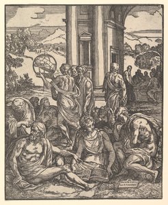 Frontispice till "Francesco Marcolini da Forlis öde med titeln Tankarnas trädgård", 1540. av Giuseppe Porta